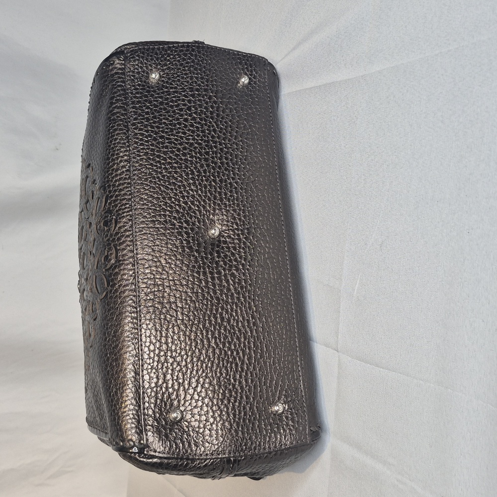 BRIGHTON PEWTER JOELLE  PEBBLED LEATHER  BEADED EMBOSSED DOCTORS BAG MRP$440NWOT - Picture 8 of 16